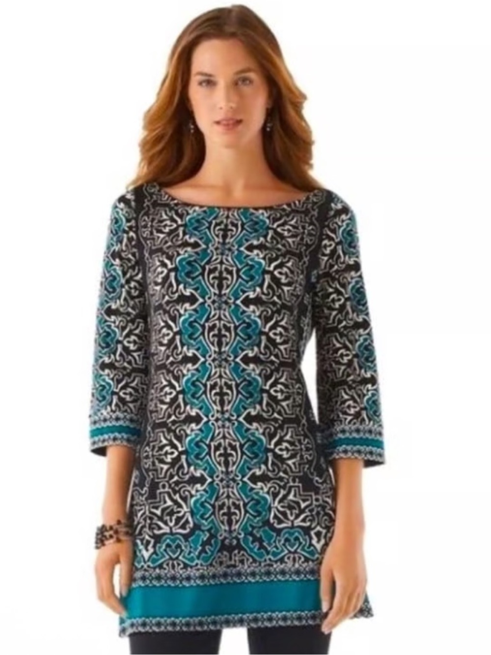 White House black market teal and black mini dress tunic top xs new nwt